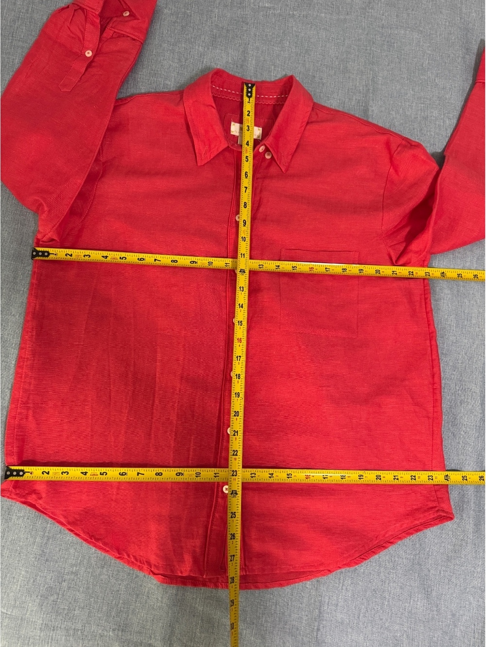 Maeve Anthropologie Linen Cotton Button Up Shirt Large Coral Coastal Summer Top - Picture 6 of 7